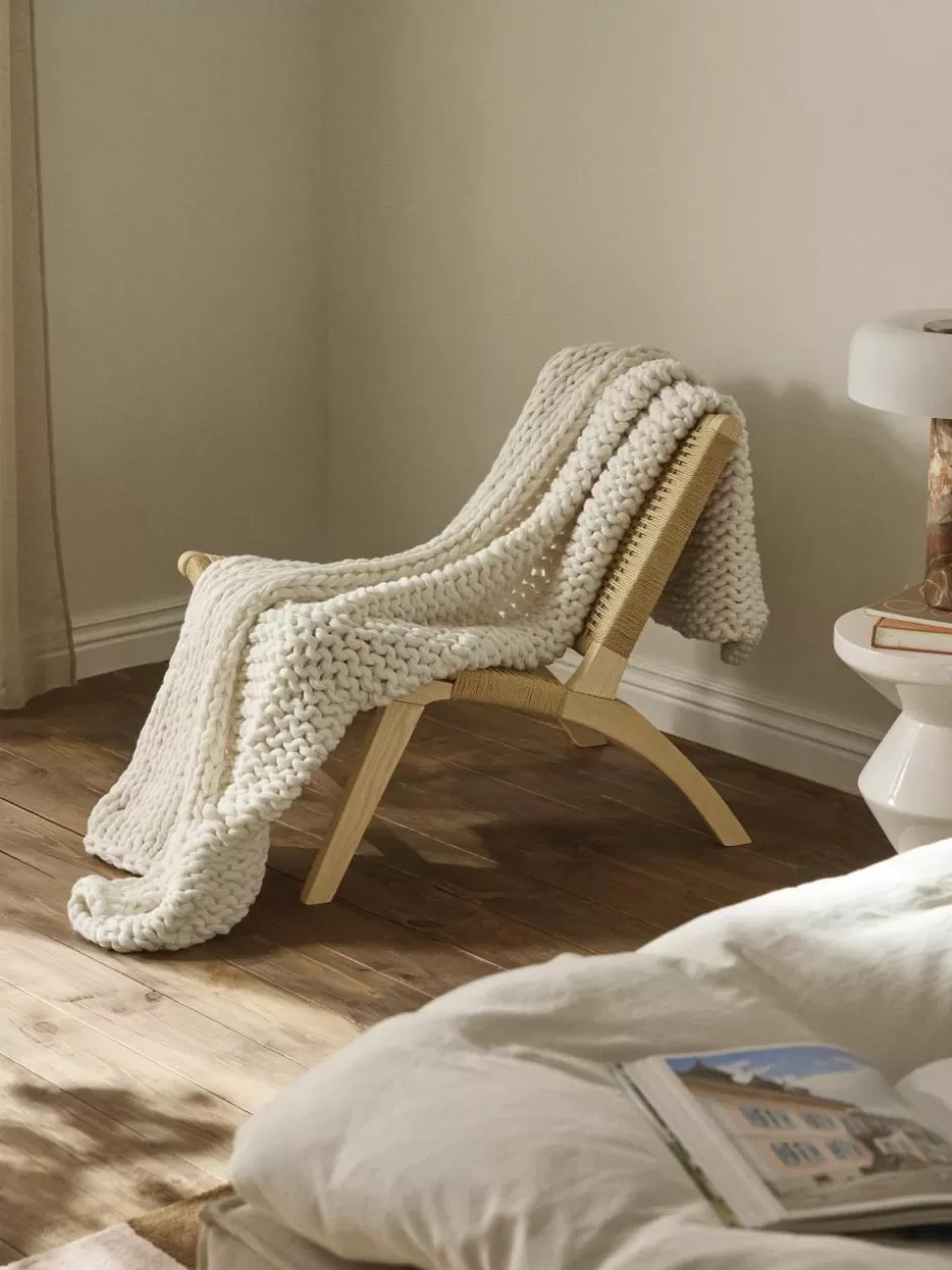 Decken & Plaids-Westwing Collection Handgemachte Grobstrick-Decke Adyna Off White