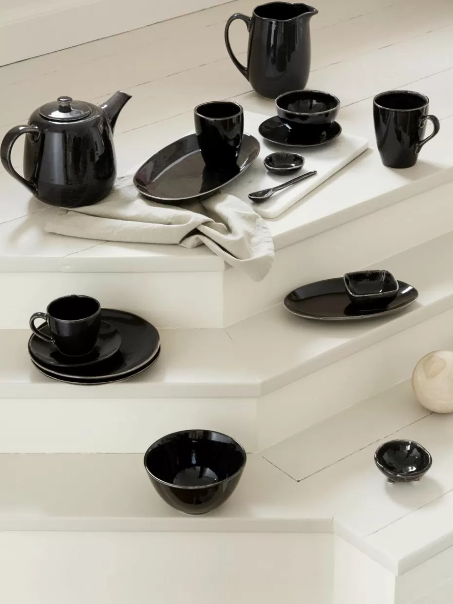 Tassen-Broste Copenhagen Handgemachte Kaffeetasse Nordic Coal mit Untertasse Schwarz, gesprenkelt