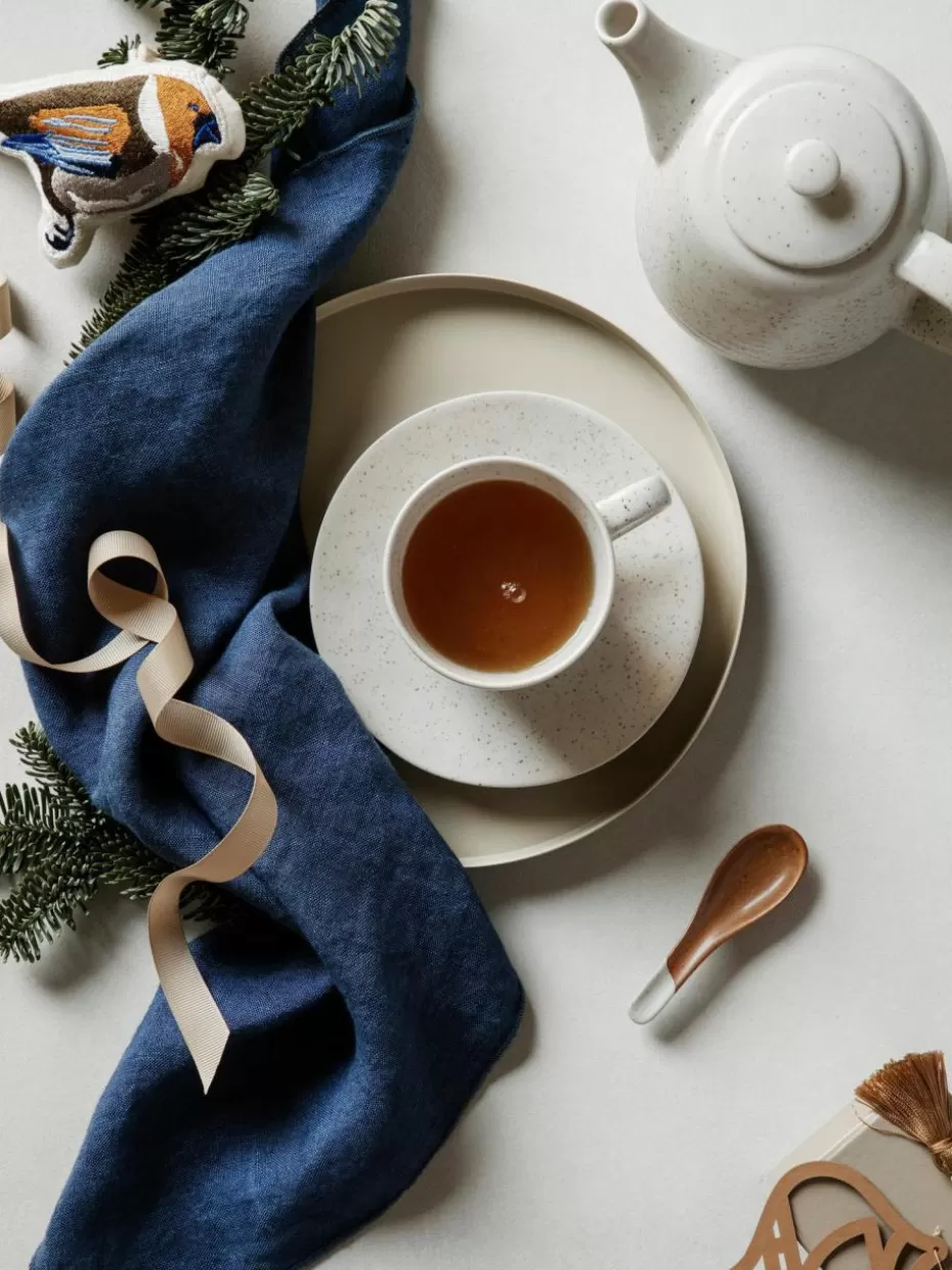 Tassen-Broste Copenhagen Handgemachte Kaffeetasse Nordic Vanilla mit Untertasse Off White, gesprenkelt