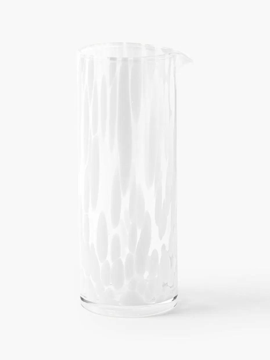 Kannen & Karaffen-Westwing Collection Handgemachte Karaffe Oakley mit Tupfen-Muster, 1.1 L Weiß, Transparent