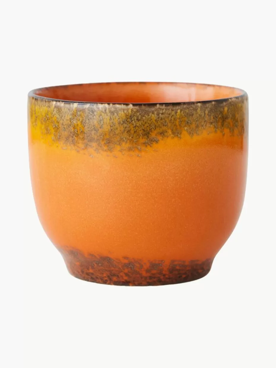 Geschirrserien-HKLIVING Handgemachte Keramik-Kaffeebecher 70's, 4 Stück Orange