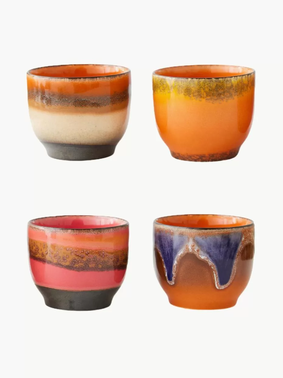 Geschirrserien-HKLIVING Handgemachte Keramik-Kaffeebecher 70's, 4er-Set