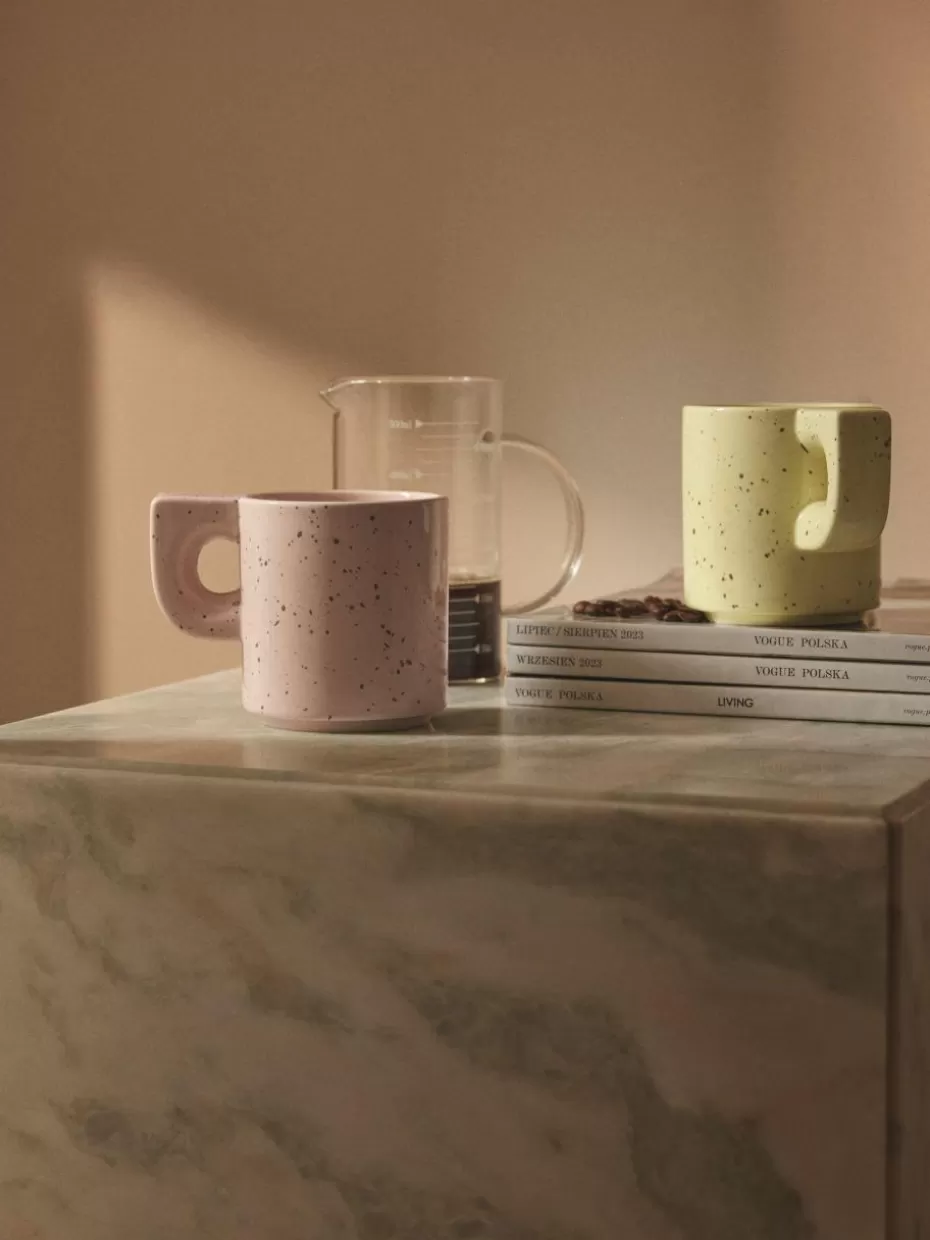 Tassen-Westwing Collection Handgemachte Porzellan-Tassen Aiko, 2er-Set Peach, Hellgelb, gesprenkelt