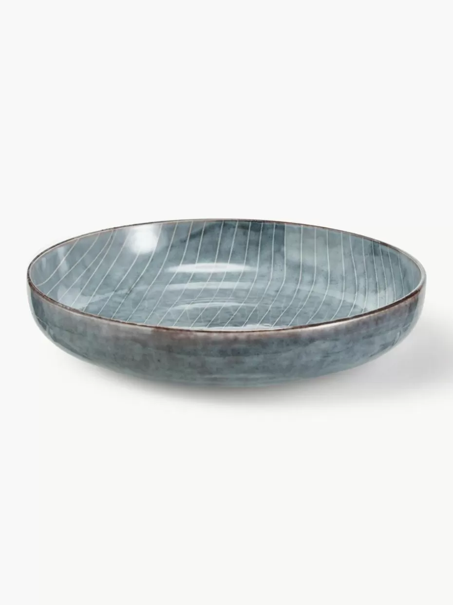 Schalen & Bowls | Geschirrserien-Broste Copenhagen Handgemachte Schalen Nordic Sea, Ø 22 cm, 4 Stück Graublau, gesprenkelt