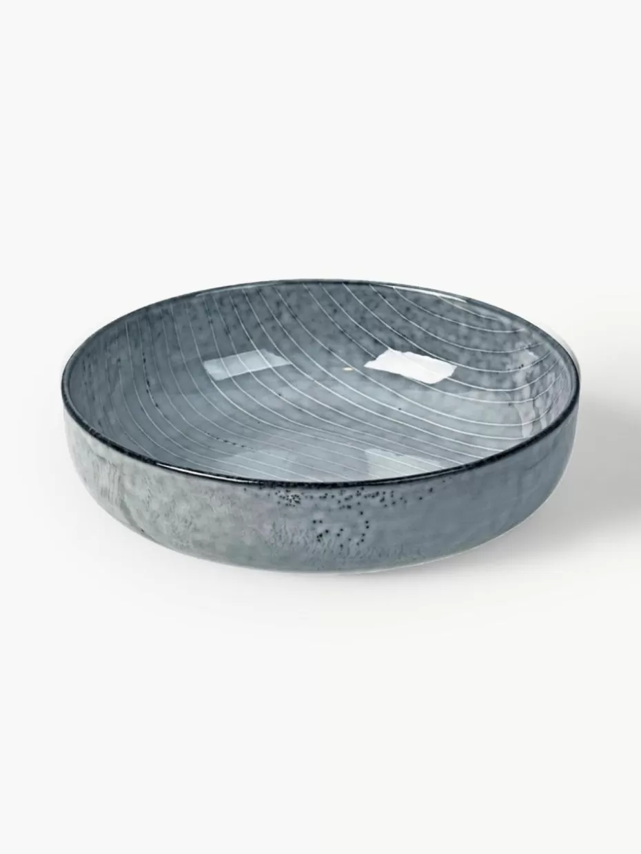 Schalen & Bowls | Geschirrserien-Broste Copenhagen Handgemachte Schalen Nordic Sea, Ø 17 cm, 4 Stück Graublau, gesprenkelt