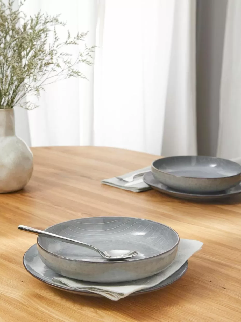 Schalen & Bowls | Geschirrserien-Broste Copenhagen Handgemachte Schalen Nordic Sea, Ø 22 cm, 4 Stück Graublau, gesprenkelt