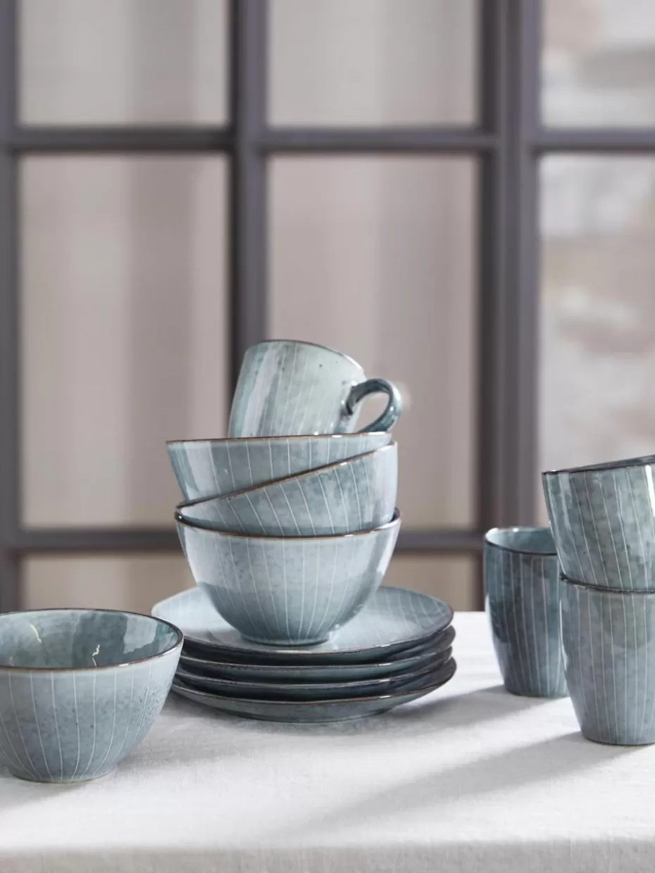 Schalen & Bowls | Geschirrserien-Broste Copenhagen Handgemachte Schälchen Nordic Sea, 4 Stück Graublau, gesprenkelt