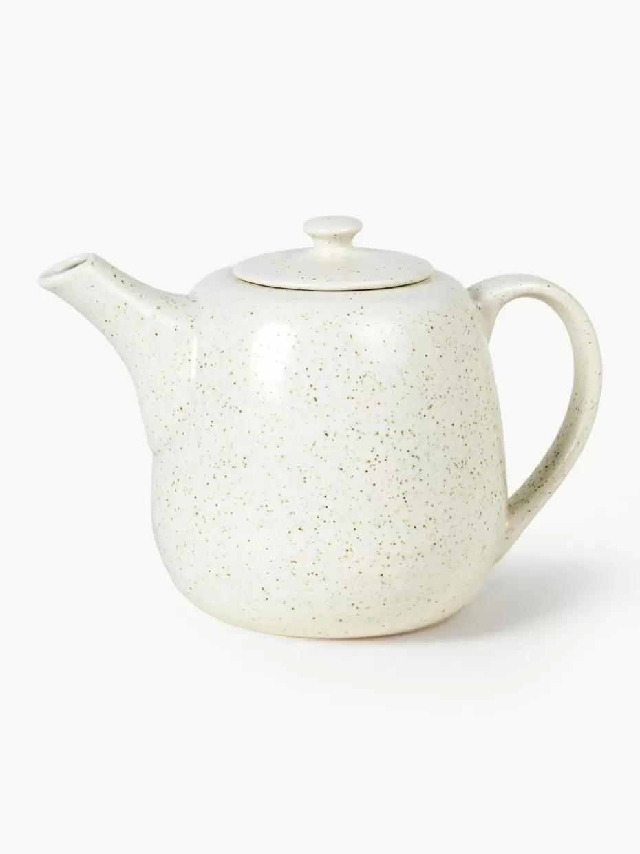 Kannen & Karaffen-Broste Copenhagen Handgemachte Teekanne Nordic Vanilla, 1.3 L Off White, gesprenkelt