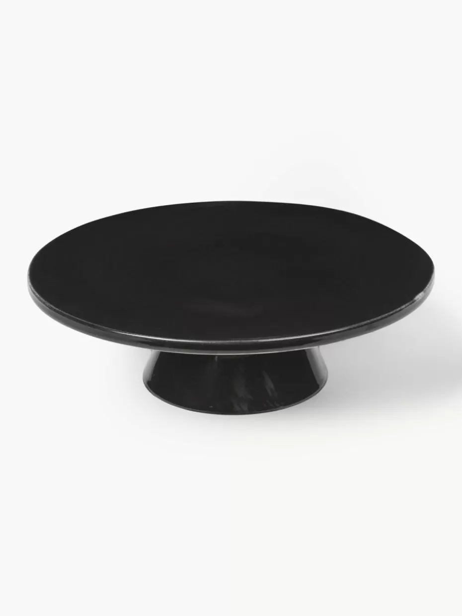 Etageren & Tortenplatten-Broste Copenhagen Handgemachte Tortenplatte Nordic Coal Schwarz, gesprenkelt