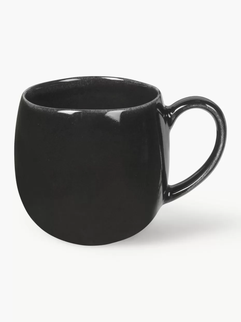 Tassen-Broste Copenhagen Handgemachte XL Teetassen Nordic Coal, 2 Stück Schwarz, gesprenkelt