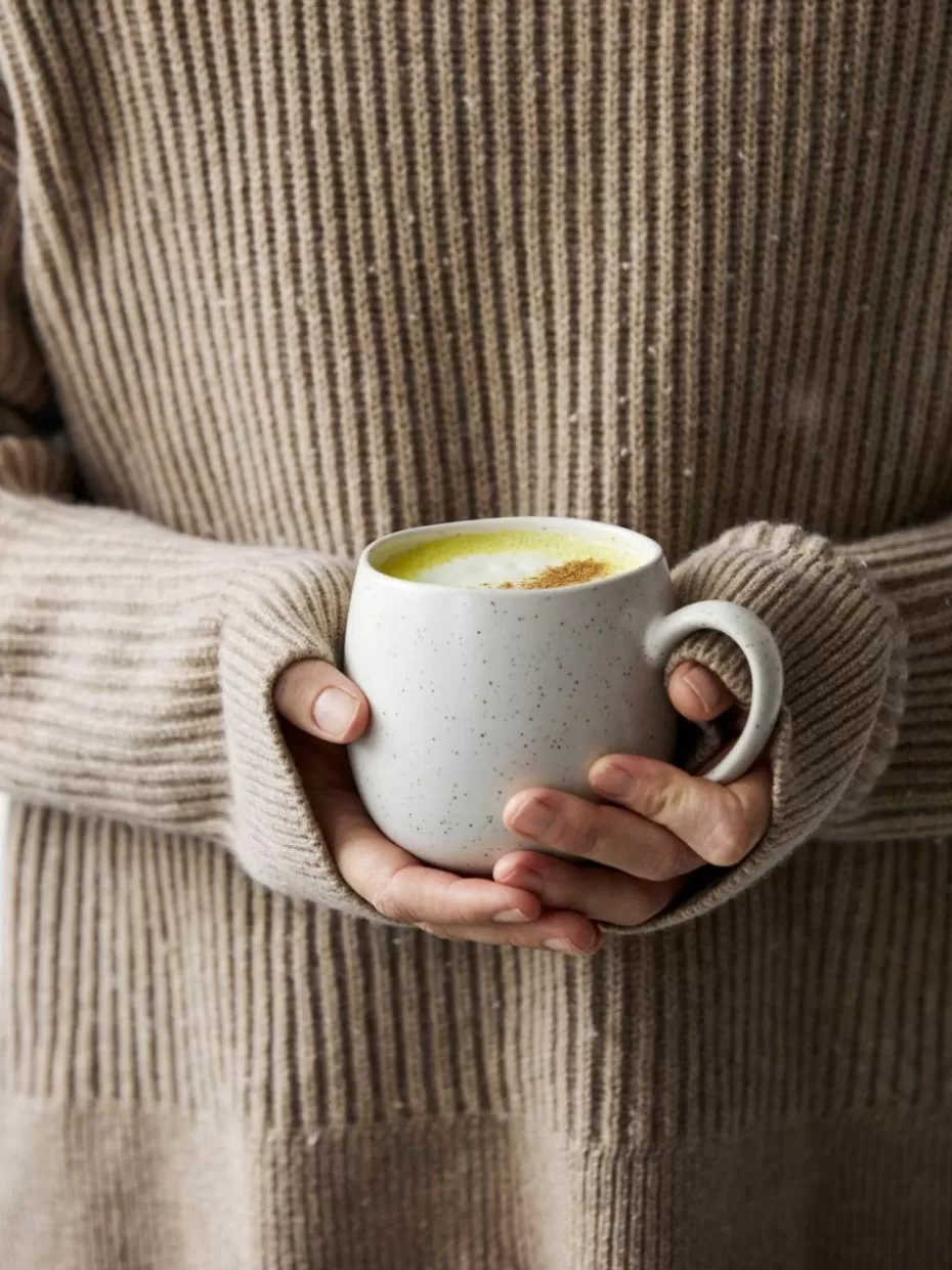 Tassen-Broste Copenhagen Handgemachte XL Teetassen Nordic Vanilla, 2 Stück Off White, gesprenkelt