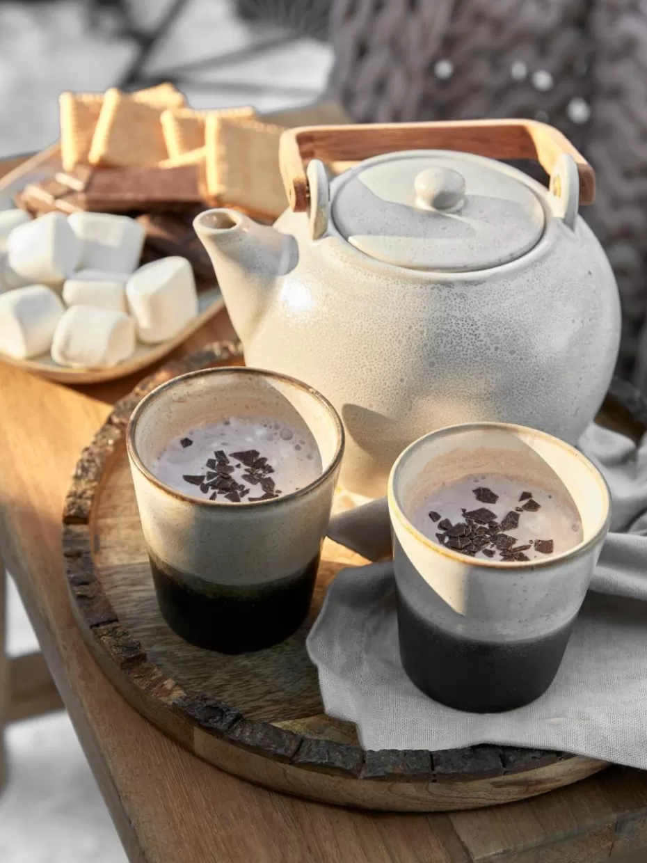 Tassen | Geschirrserien-HKLIVING Handgemachte XS Becher 70's, 4er-Set Beige- und Schwarztöne