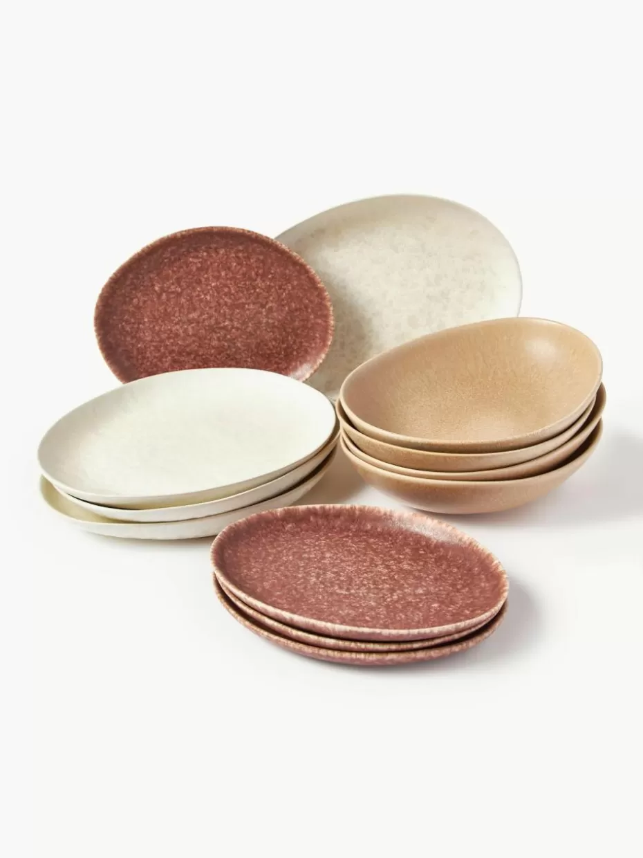 Geschirr-Sets-Westwing Collection Handgemachtes Geschirr-Set Macey, 4 Personen (12-tlg.)
