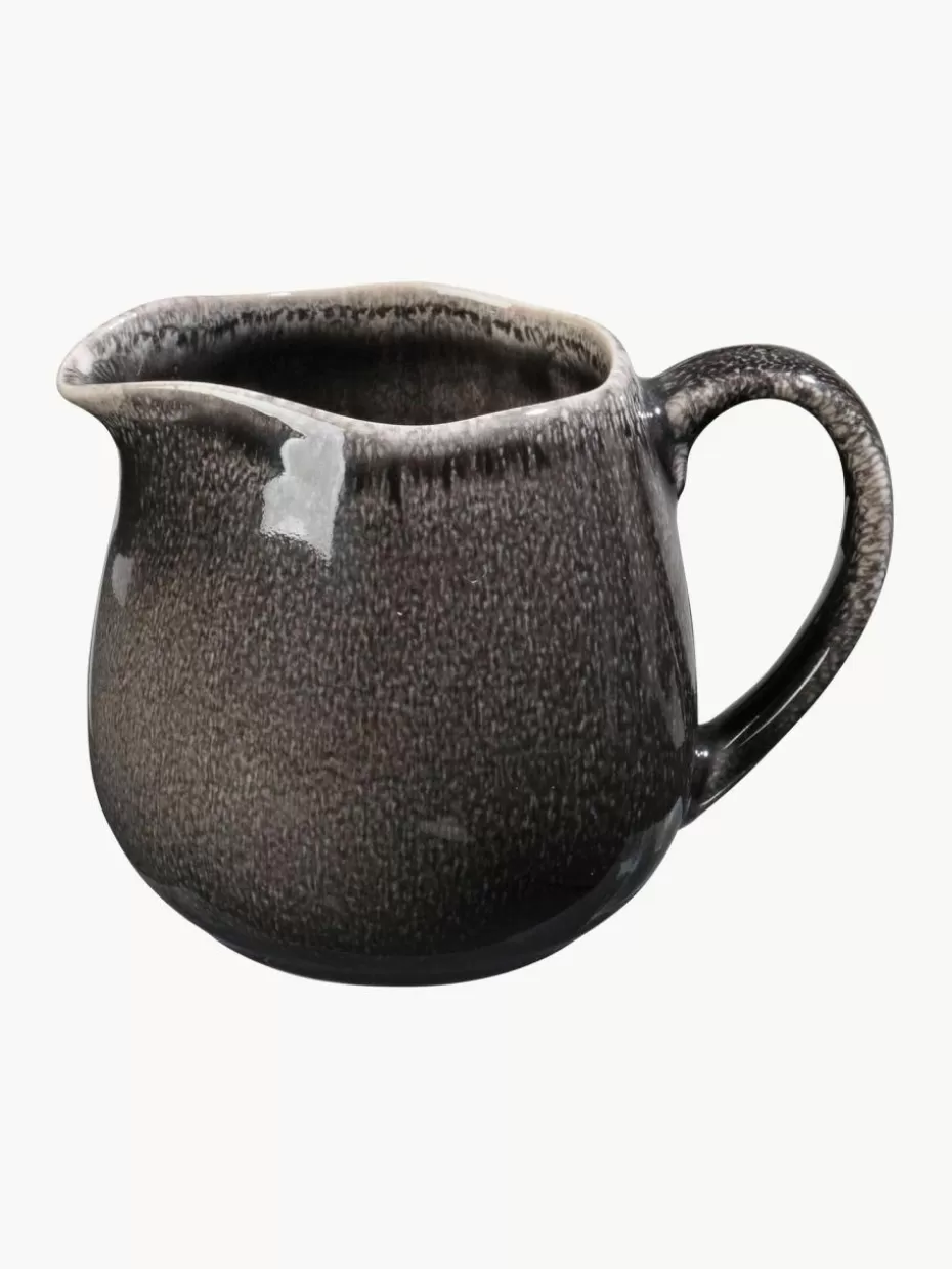 Kannen & Karaffen-Broste Copenhagen Handgemachtes Milchkännchen Nordic Coal, 300 ml Schwarz, gesprenkelt