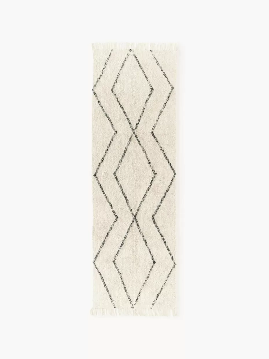 Läufer-Westwing Collection Handgetufteter Baumwollläufer Bina mit Rautenmuster und Fransen