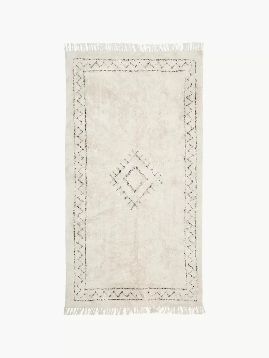 Rechteckige Teppiche-Westwing Collection Handgetufteter Baumwollteppich Fionn mit Fransen
