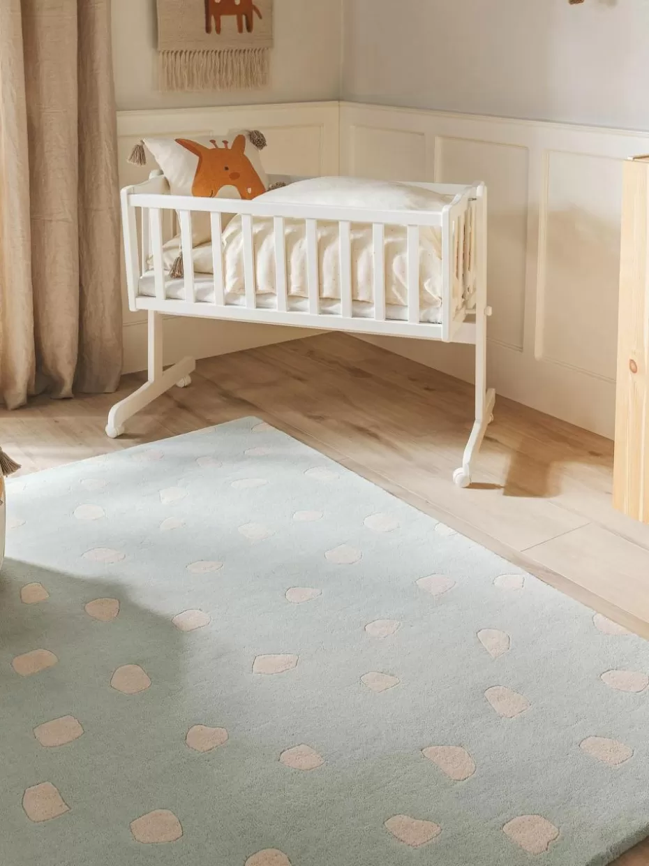 Teppiche-Benuta Handgetufteter Kinderteppich Savannah aus Wolle Salbeigrün, Hellbeige
