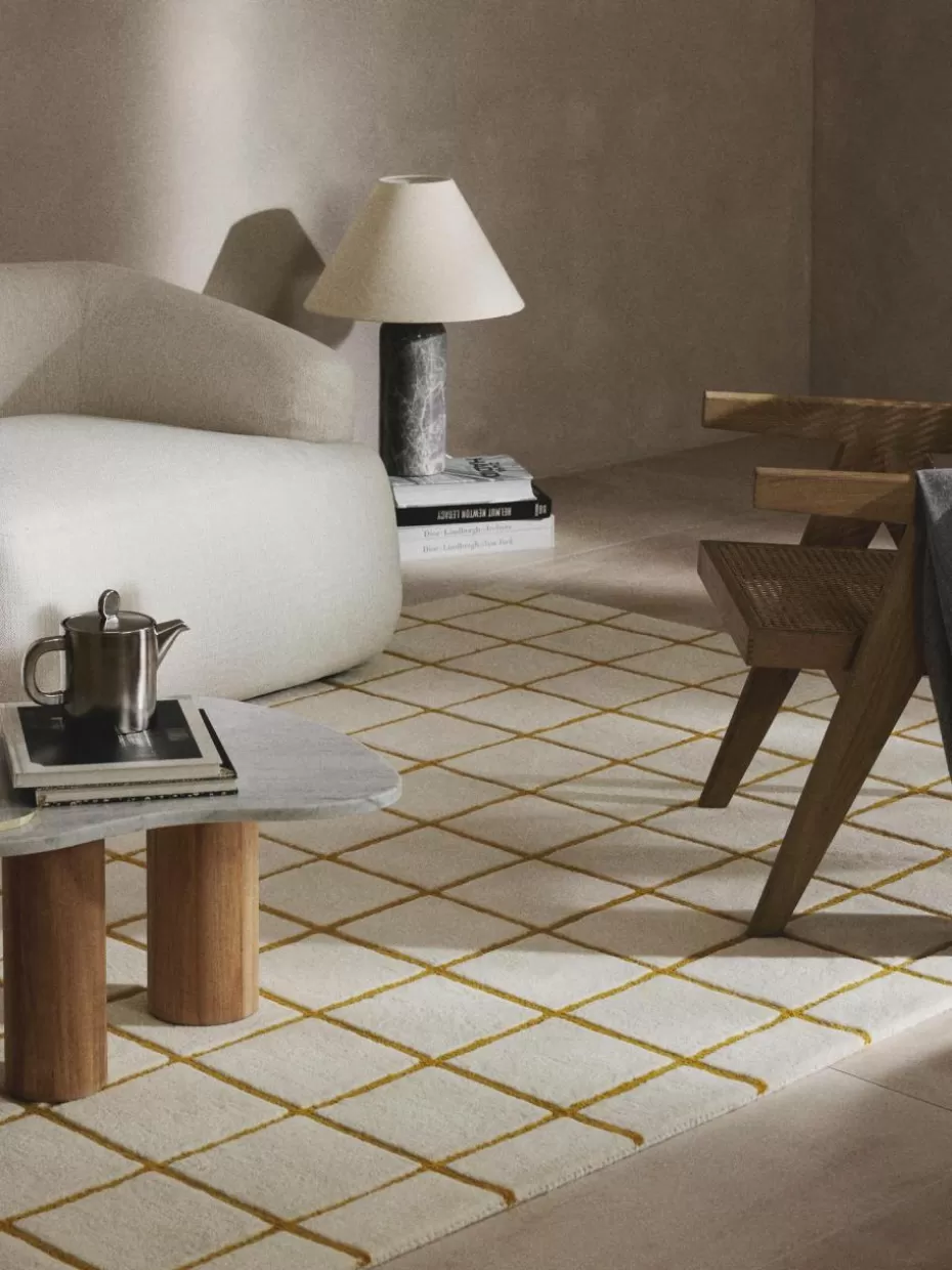 Rechteckige Teppiche-Westwing Collection Handgetufteter Wollteppich Kallie Off White, Ocker