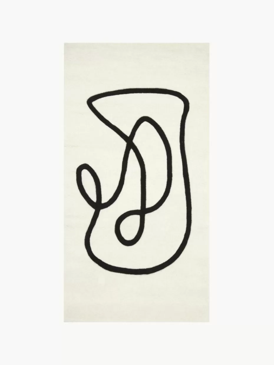 Rechteckige Teppiche-Westwing Collection Handgetufteter Wollteppich Line mit One Line Zeichnung
