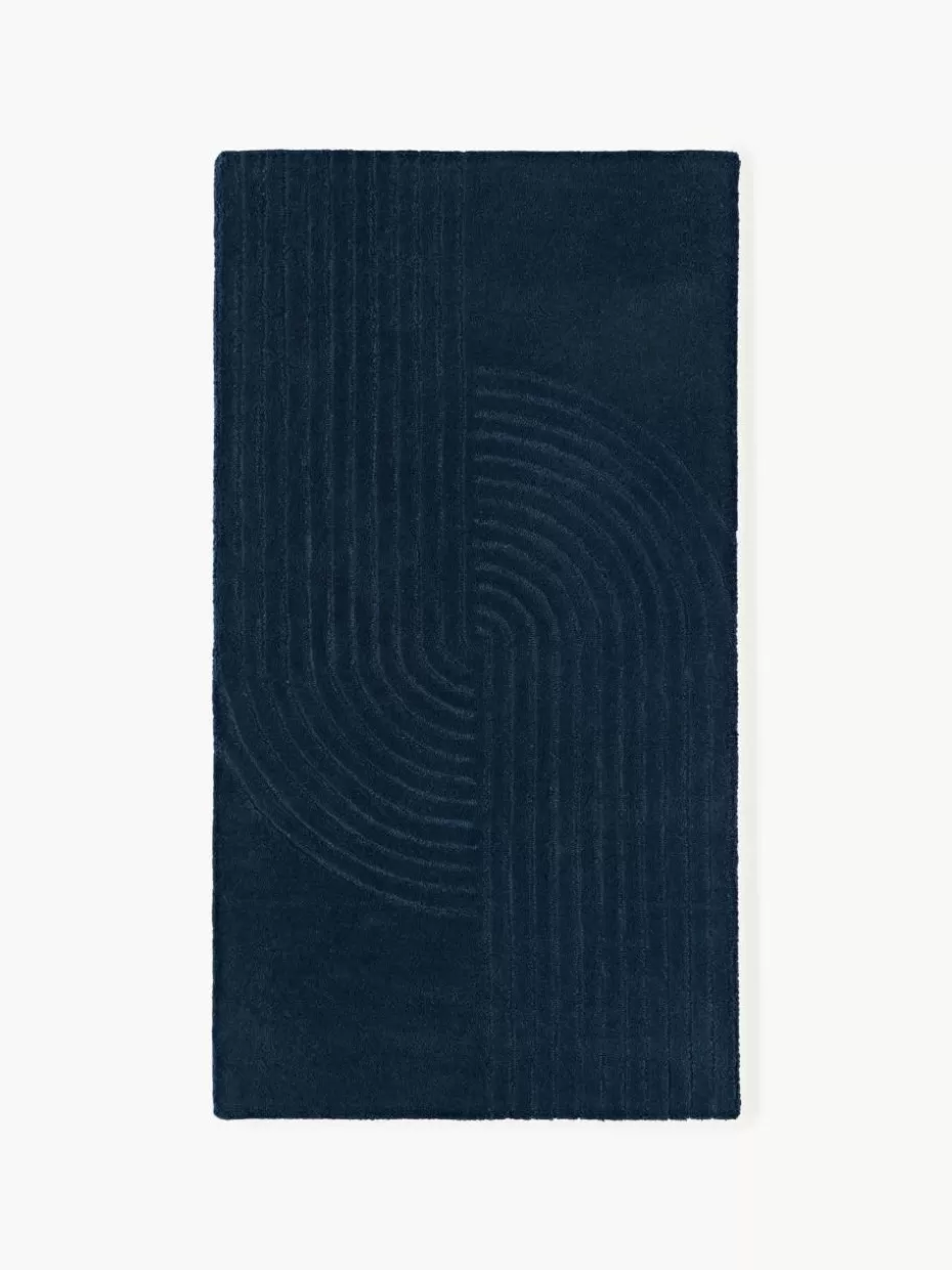 Rechteckige Teppiche-Westwing Collection Handgetufteter Wollteppich Mason Dunkelblau