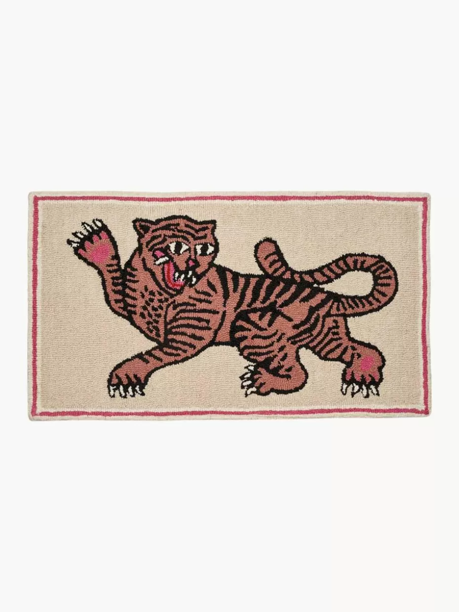 Rechteckige Teppiche-Bongusta Handgetufteter Wollteppich Pink Tiger