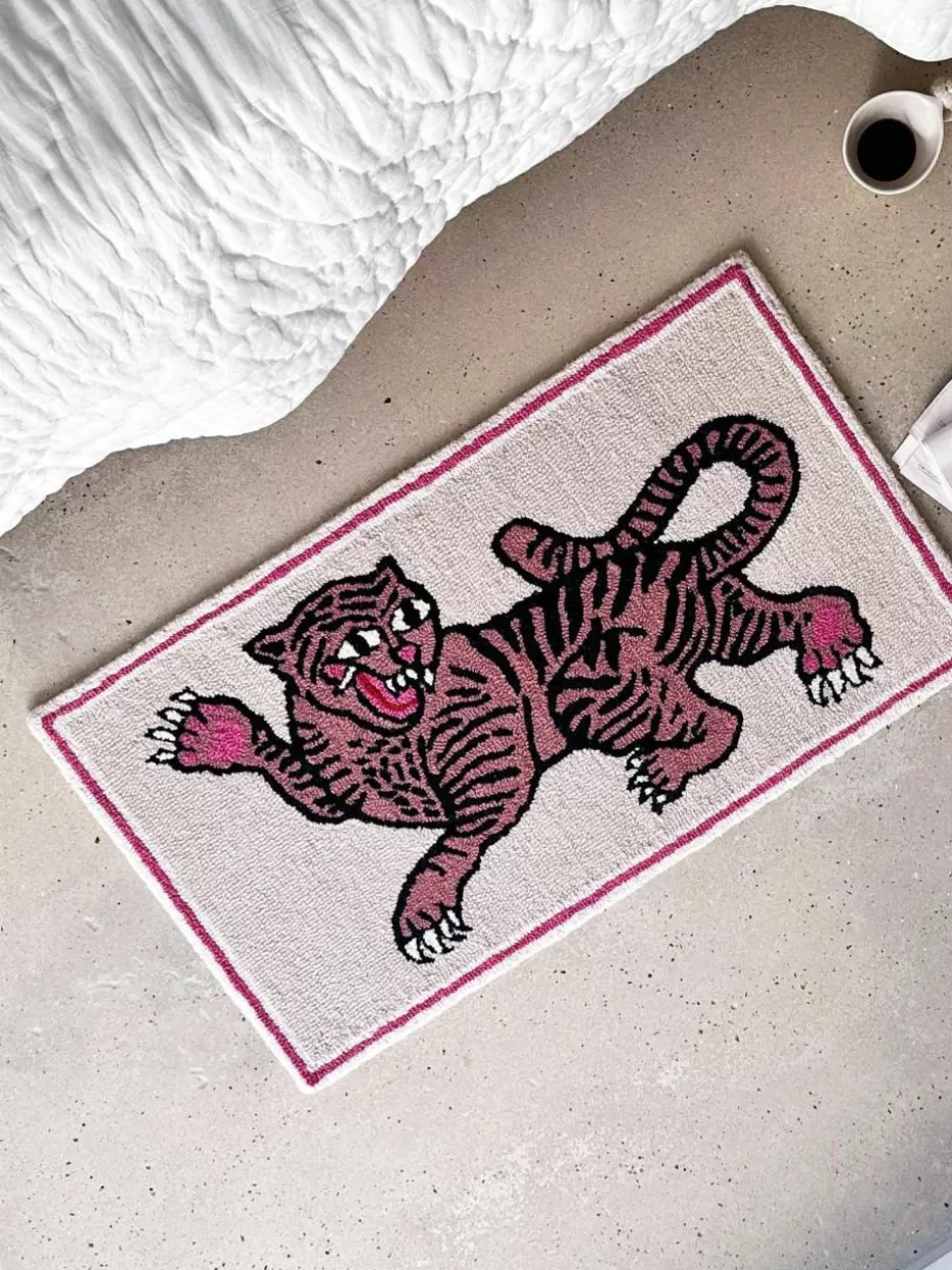 Rechteckige Teppiche-Bongusta Handgetufteter Wollteppich Pink Tiger