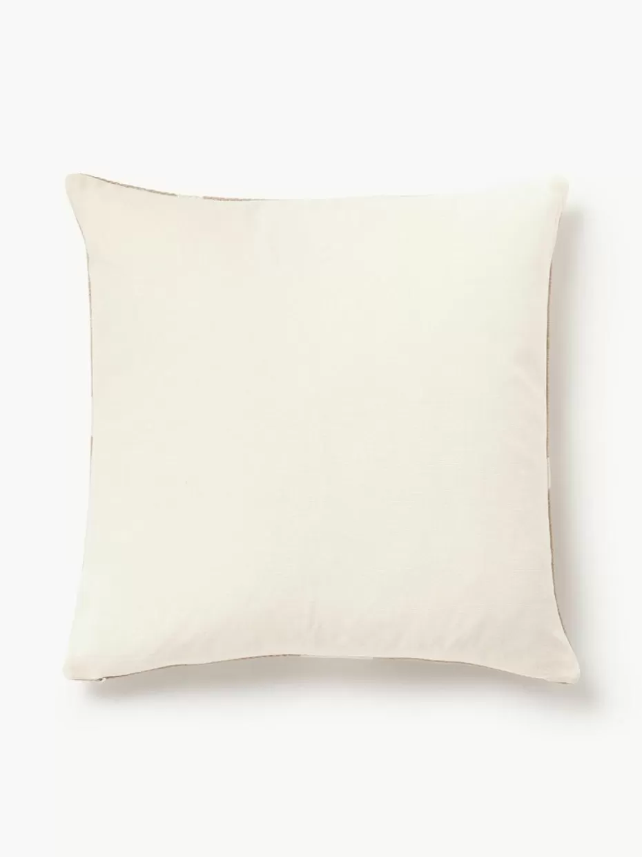 Dekokissen-Westwing Collection Handgewebte Kissenhülle Asta mit geometrischem Muster Beige, Hellbeige