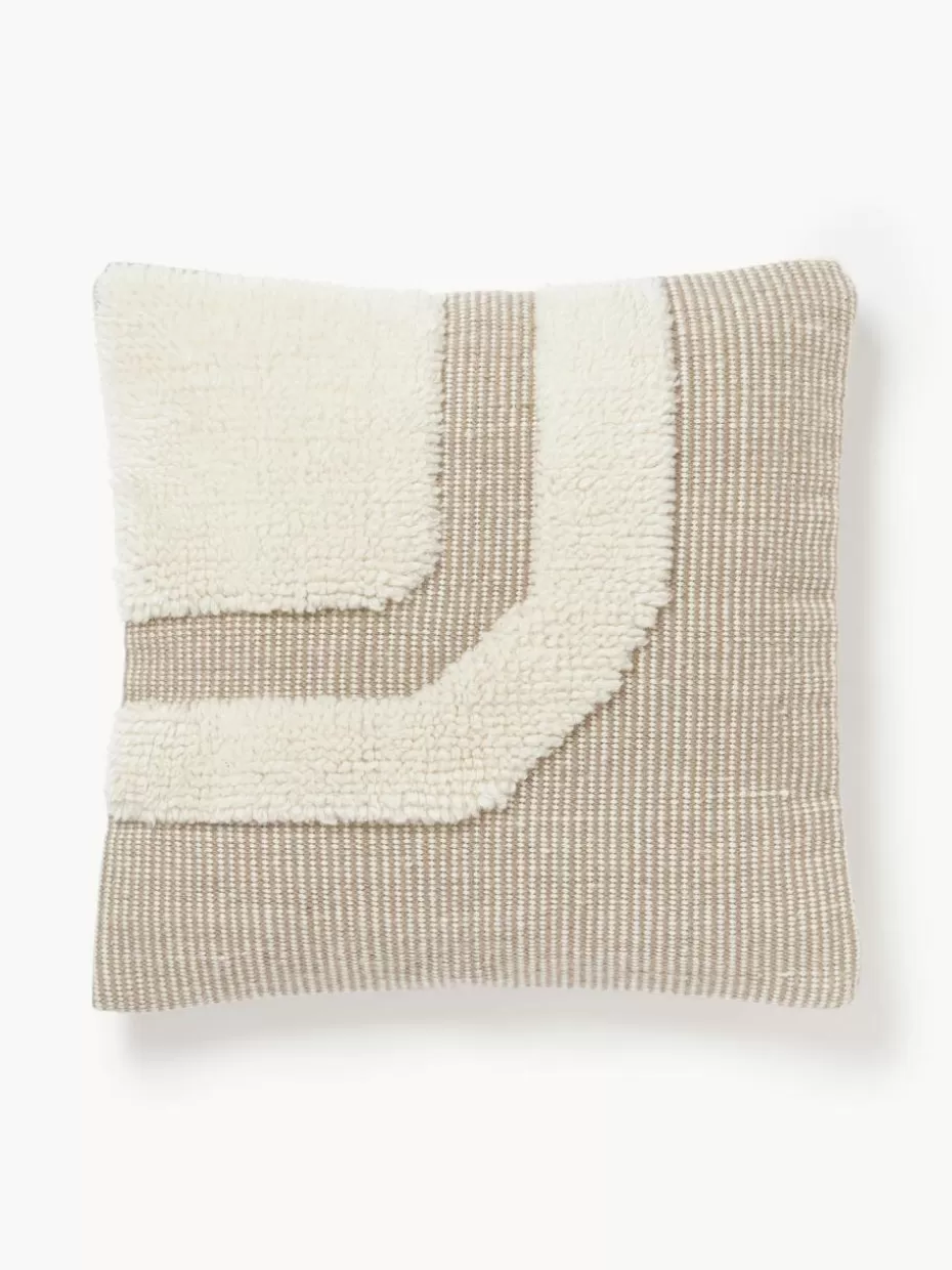 Dekokissen-Westwing Collection Handgewebte Kissenhülle Laine Hellbeige, Beige