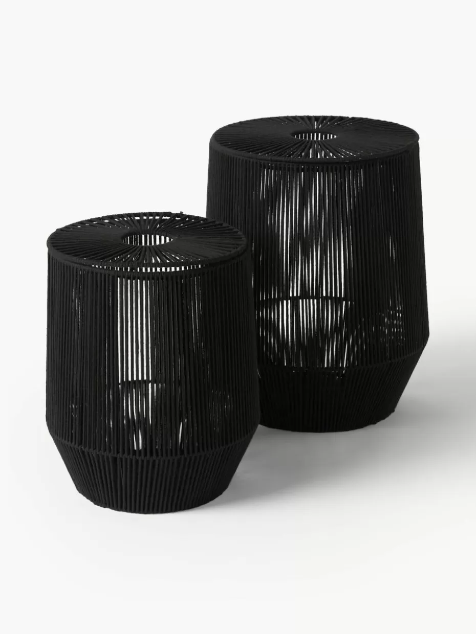 Wäschekörbe-Westwing Collection Handgewebte Wäschekörbe Gabe aus Seil, 2er-Set Schwarz