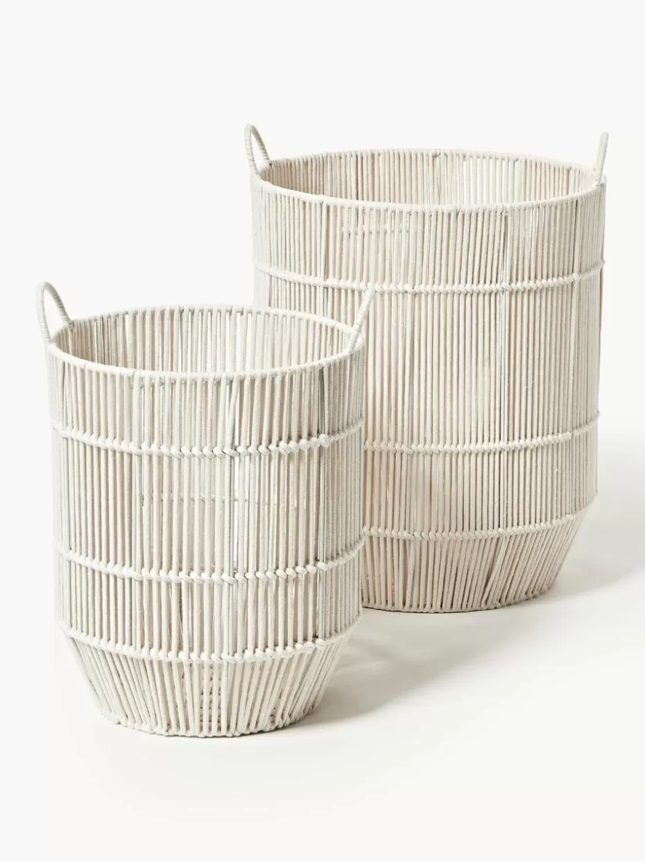 Wäschekörbe-Westwing Collection Handgewebte Wäschekörbe Gabe aus Seil, 2er-Set Beige