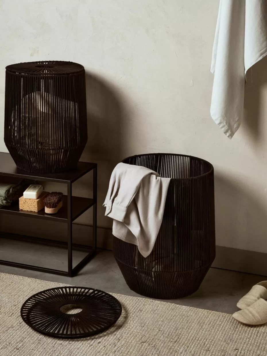 Wäschekörbe-Westwing Collection Handgewebte Wäschekörbe Gabe aus Seil, 2er-Set Schwarz