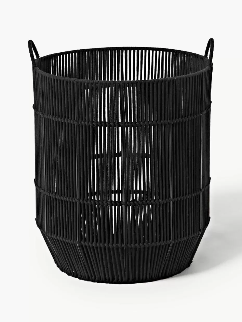 Wäschekörbe-Westwing Collection Handgewebte Wäschekörbe Gabe aus Seil, 2er-Set Schwarz