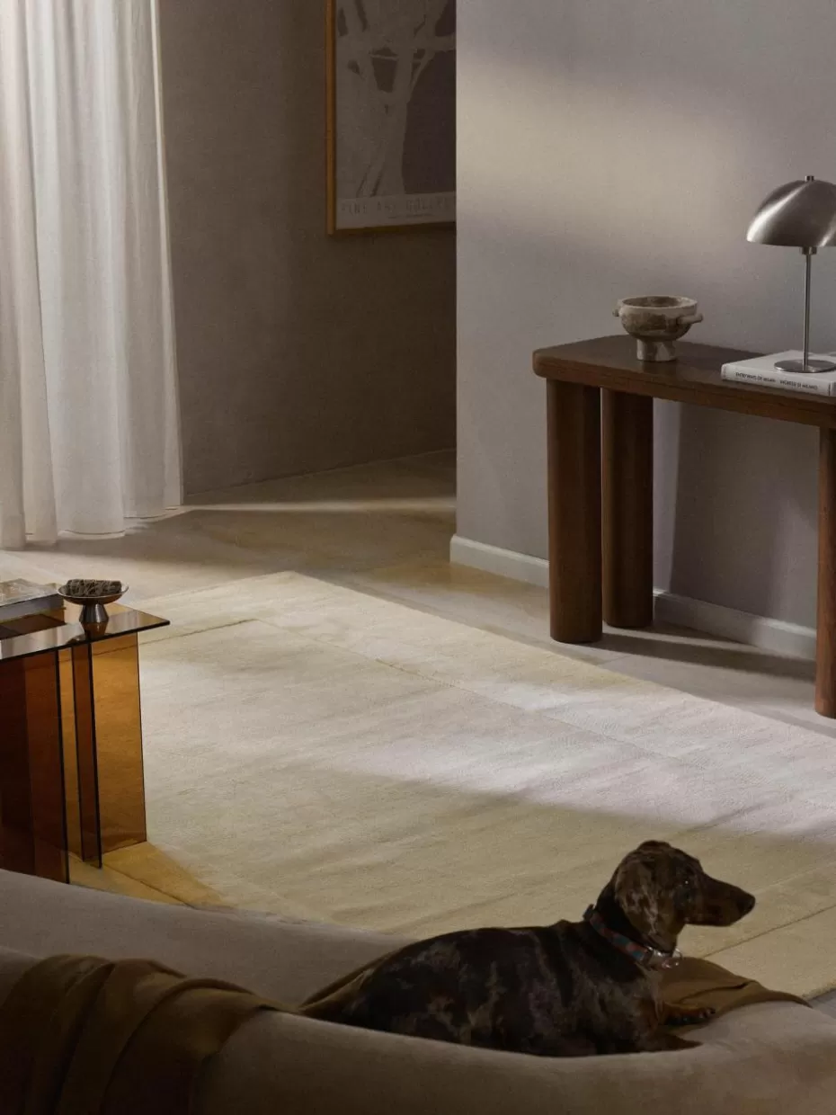 Rechteckige Teppiche-Westwing Collection Handgewebter Baumwollteppich Dania mit Hoch-Tief-Struktur Beige