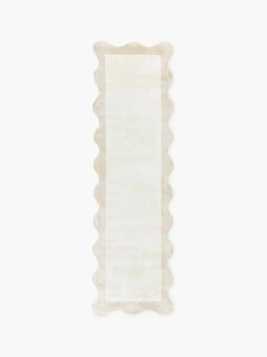 Läufer-Westwing Collection Handgewebter Viskoseläufer Wavy mit welligem Rand