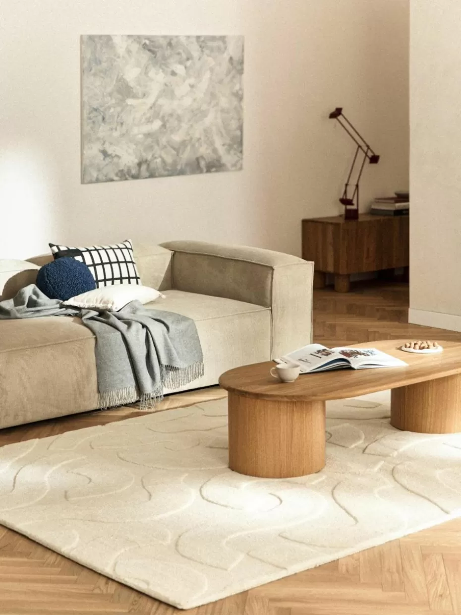 Rechteckige Teppiche-Westwing Collection Handgewebter Wollteppich Clio mit Hoch-Tief-Struktur