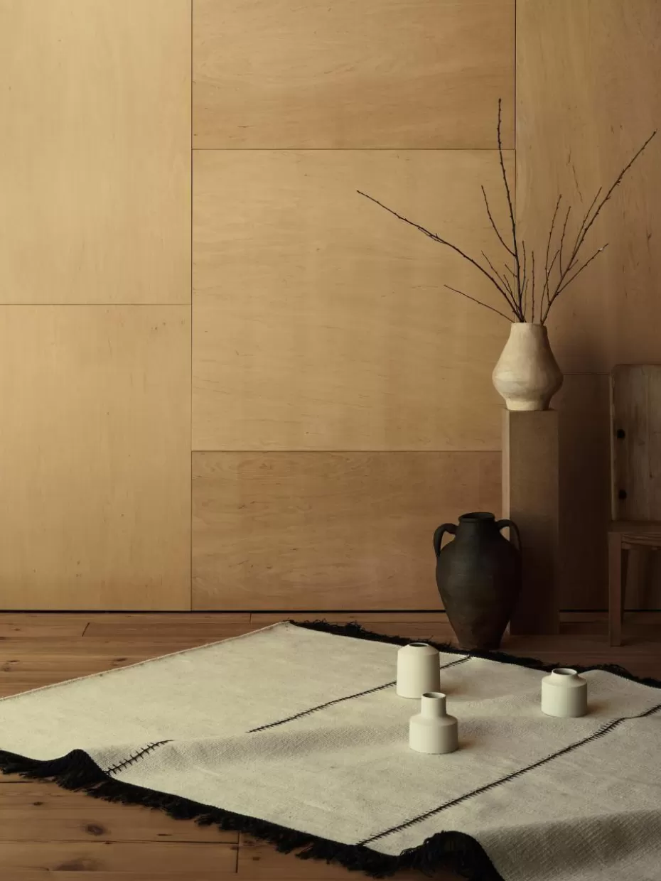 Rechteckige Teppiche-Nordic Knots Handgewebter Wollteppich Stitches mit Fransen
