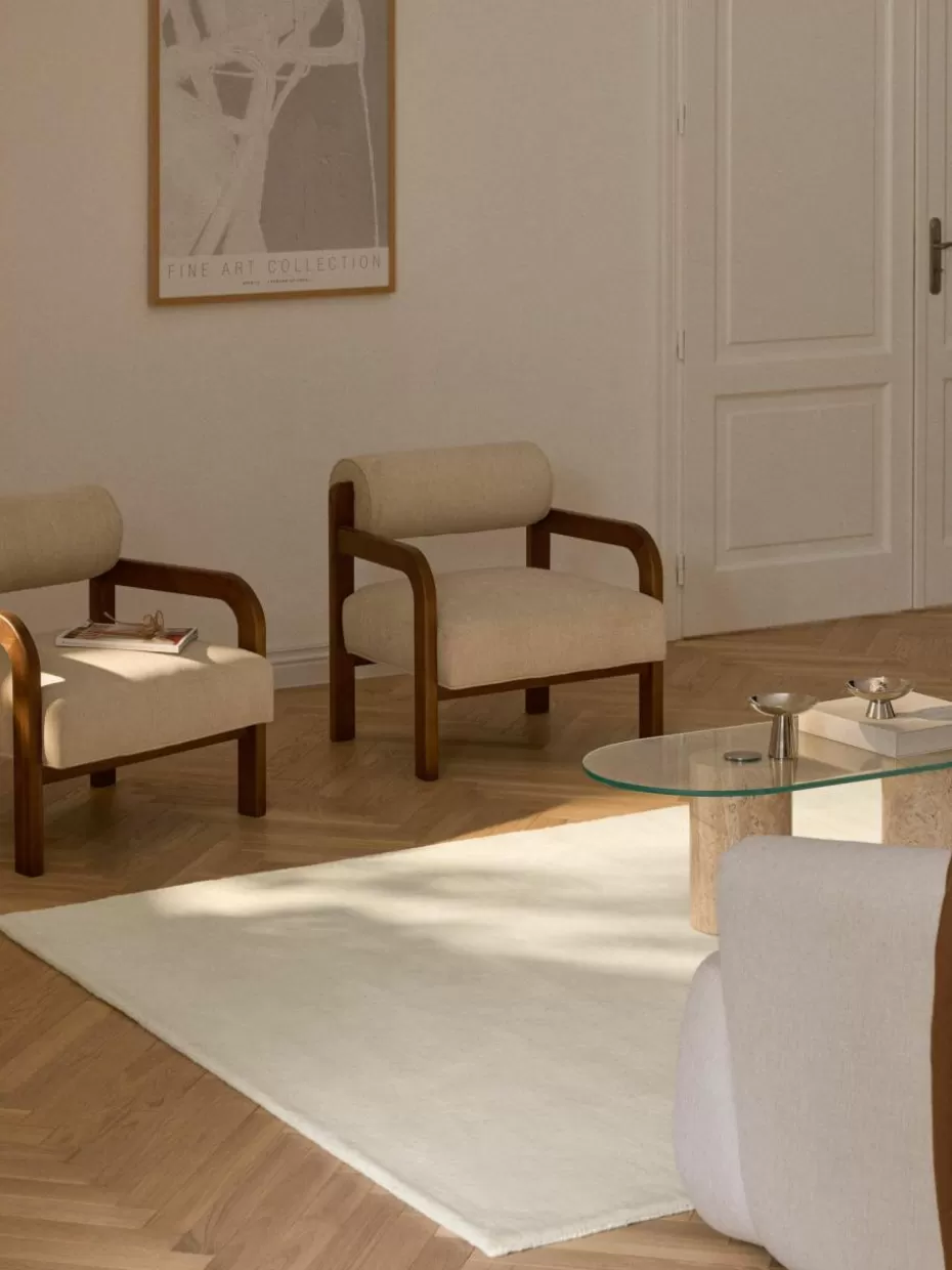 Rechteckige Teppiche-Westwing Collection Handgewebter Wollteppich Zayne Off White