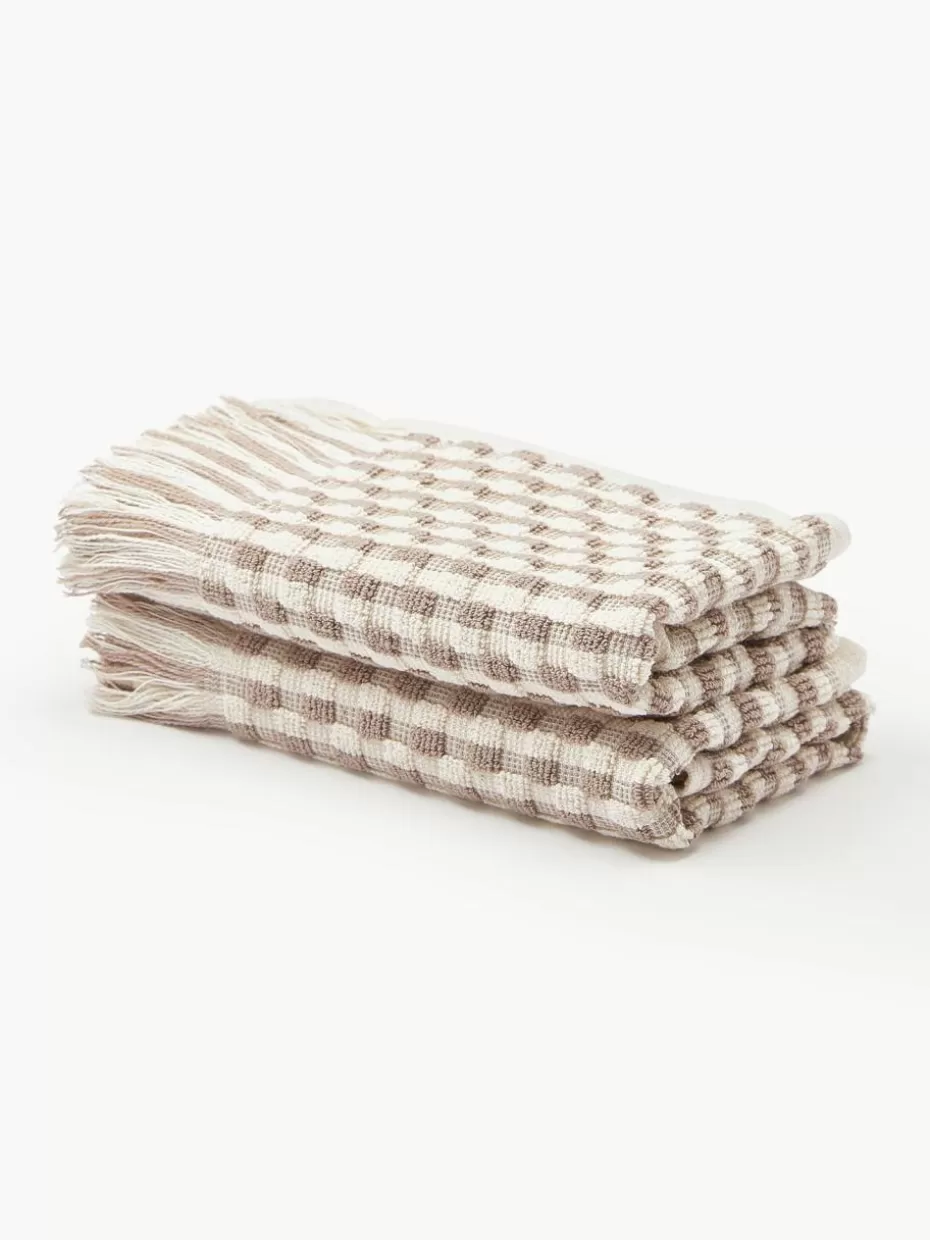 Handtücher-Westwing Collection Handtuch Juniper mit Hoch-Tief-Struktur, in verschiedenen Größen Off White, Nougat