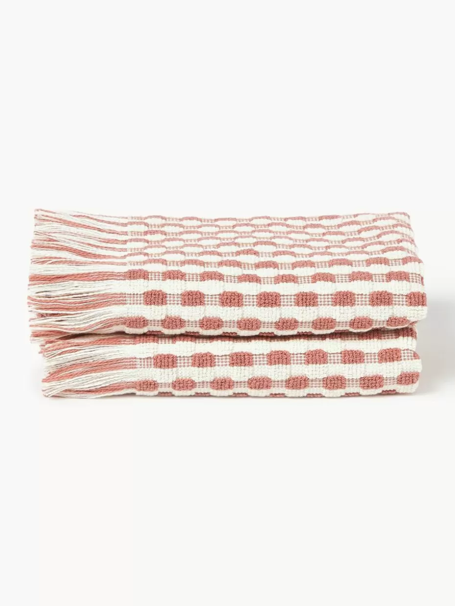Handtücher-Westwing Collection Handtuch Juniper mit Hoch-Tief-Struktur, in verschiedenen Größen Off White, Altrosa