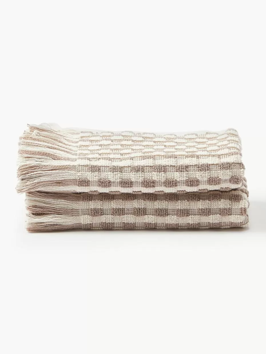 Handtücher-Westwing Collection Handtuch Juniper mit Hoch-Tief-Struktur, in verschiedenen Größen Off White, Nougat