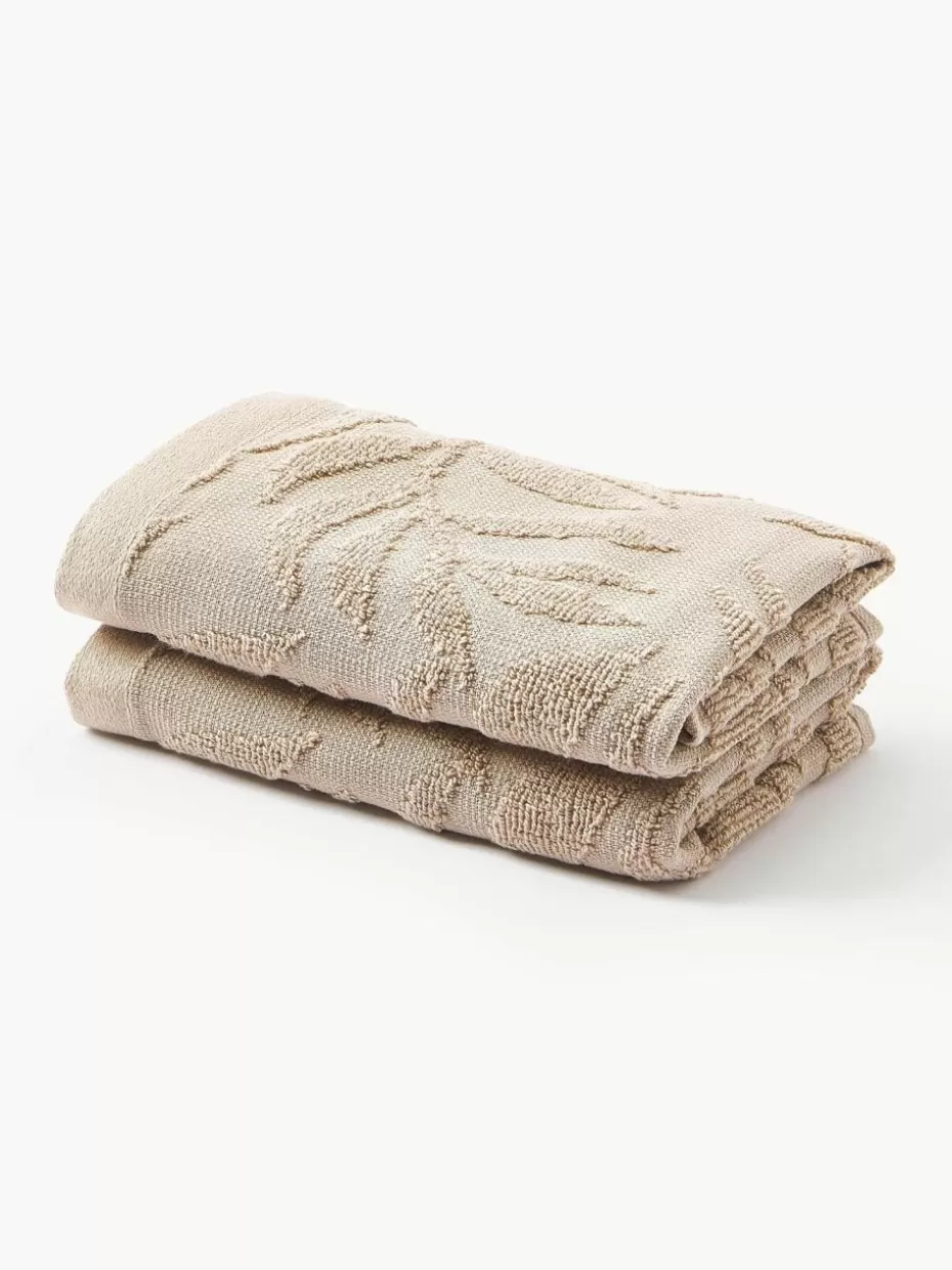 Handtücher-Westwing Collection Handtuch Leaf, in verschiedenen Größen Beige