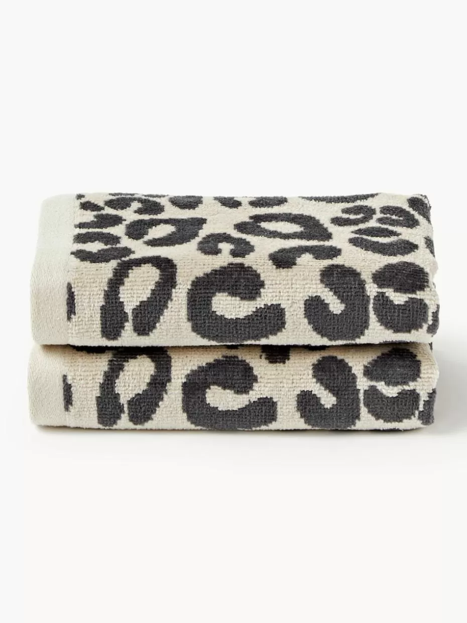 Handtücher-Westwing Collection Handtuch Leo, in verschiedenen Größen Anthrazit, Hellbeige