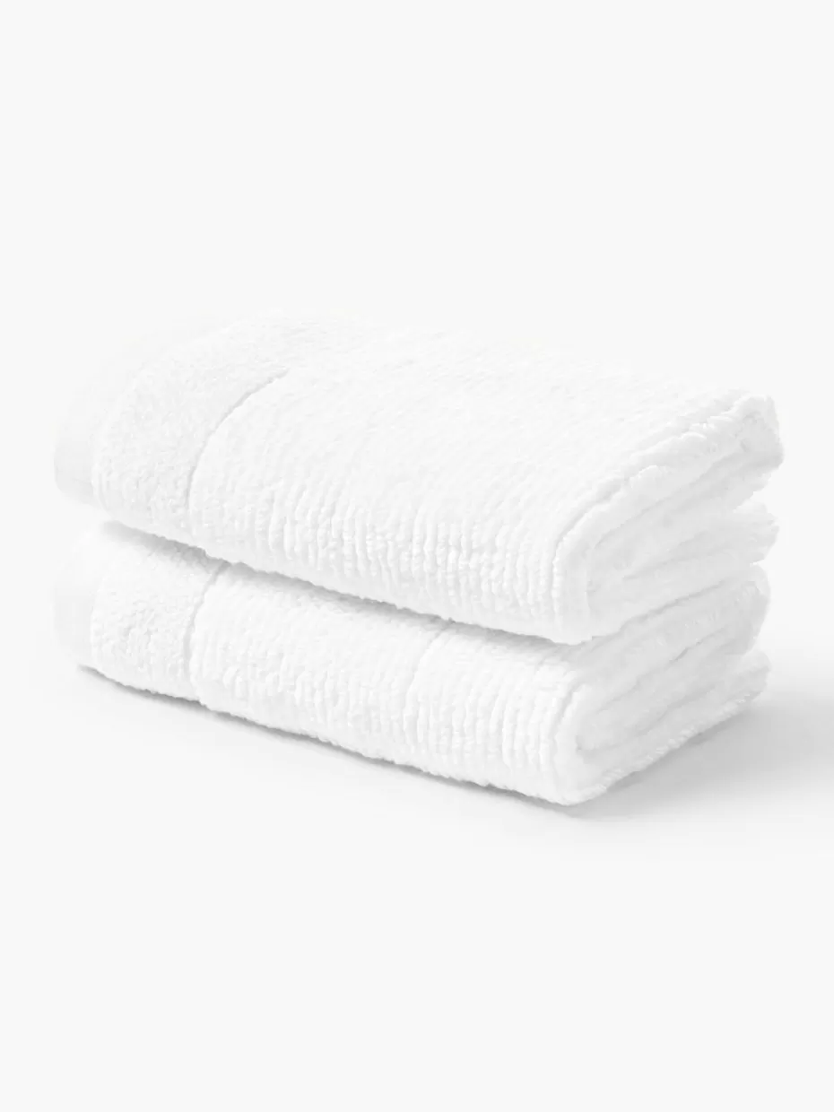 Handtücher-Westwing Collection Handtuch Luxe mit Streifenbordüre, in verschiedenen Größen Weiß