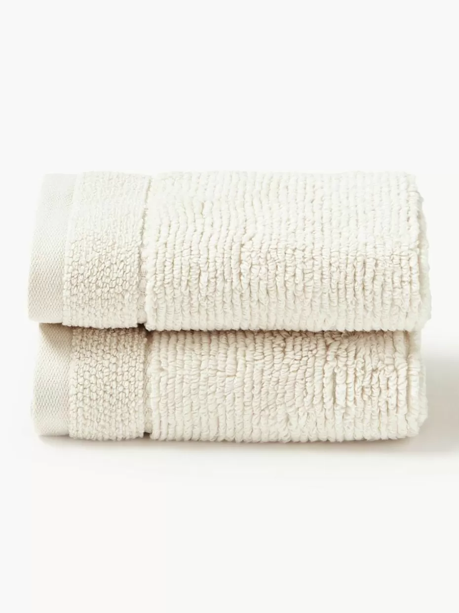 Handtücher-Westwing Collection Handtuch Luxe mit Streifenbordüre, in verschiedenen Größen Off White