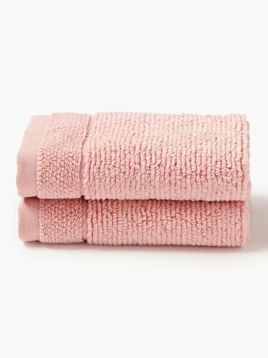 Handtücher-Westwing Collection Handtuch Luxe mit Streifenbordüre, in verschiedenen Größen Peach