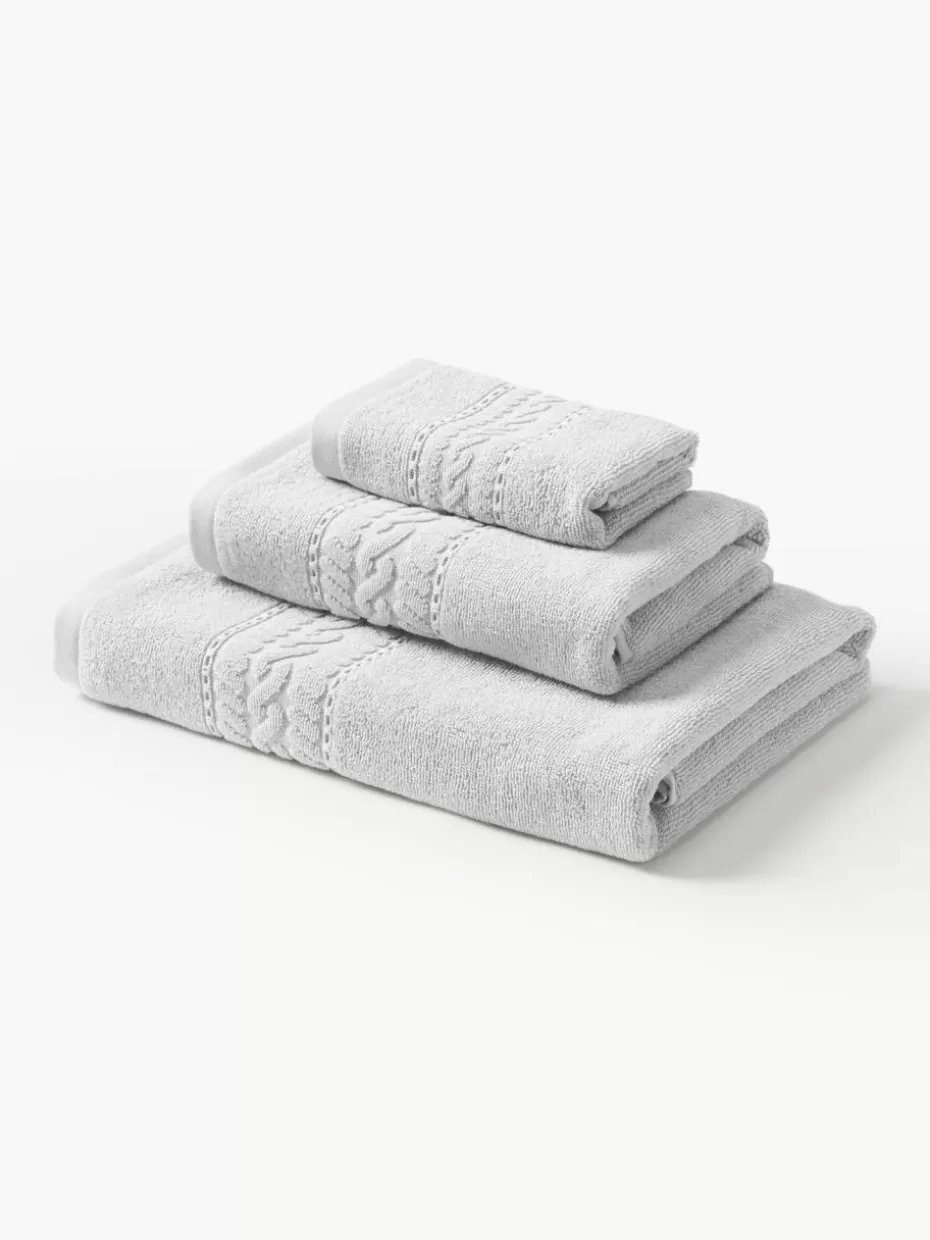 Handtücher-Westwing Collection Handtuch-Set Cordelia, 3er-Set Hellgrau