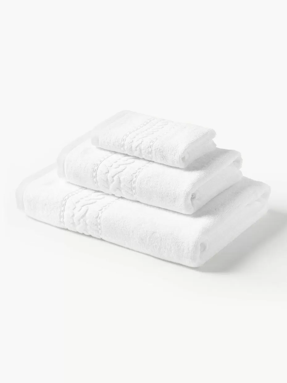 Handtücher-Westwing Collection Handtuch-Set Cordelia, 3er-Set Weiß