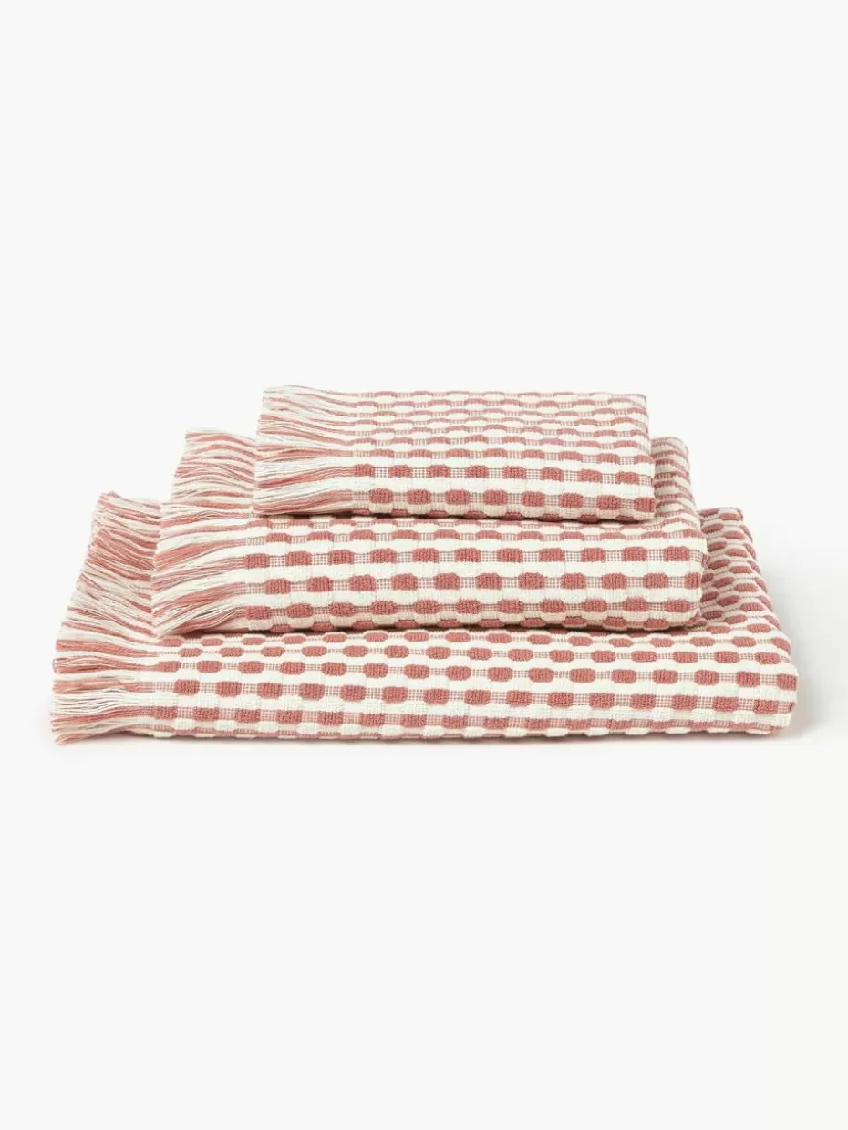 Handtücher-Westwing Collection Handtuch-Set Juniper mit Hoch-Tief-Struktur, in verschiedenen Setgrößen Off White, Altrosa