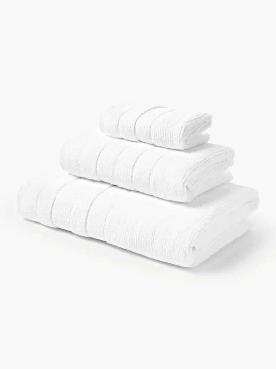Handtücher-Westwing Collection Handtuch-Set Luxe mit Streifenbordüre, in verschiedenen Setgrößen Weiß