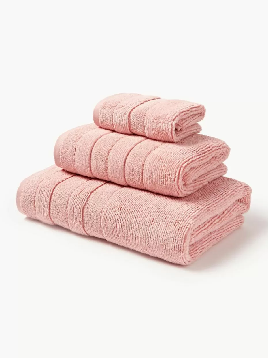 Handtücher-Westwing Collection Handtuch-Set Luxe mit Streifenbordüre, in verschiedenen Setgrößen Peach